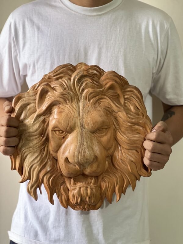 Lion Wood Sculpture - Image 4